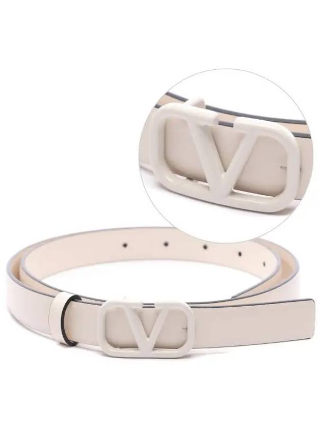 V Logo Signature Leather Belt Ivory - VALENTINO - BALAAN 2