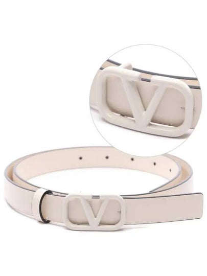 V Logo Signature Leather Belt Ivory - VALENTINO - BALAAN 2