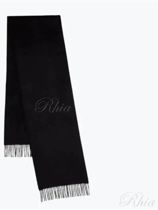 Small Solid Merino Wool Muffler Black - MULBERRY - BALAAN 2