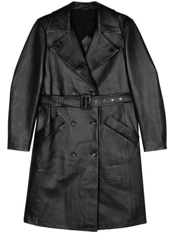 Belted Leather Coat Black - MAX MARA SPORTMAX - BALAAN 1