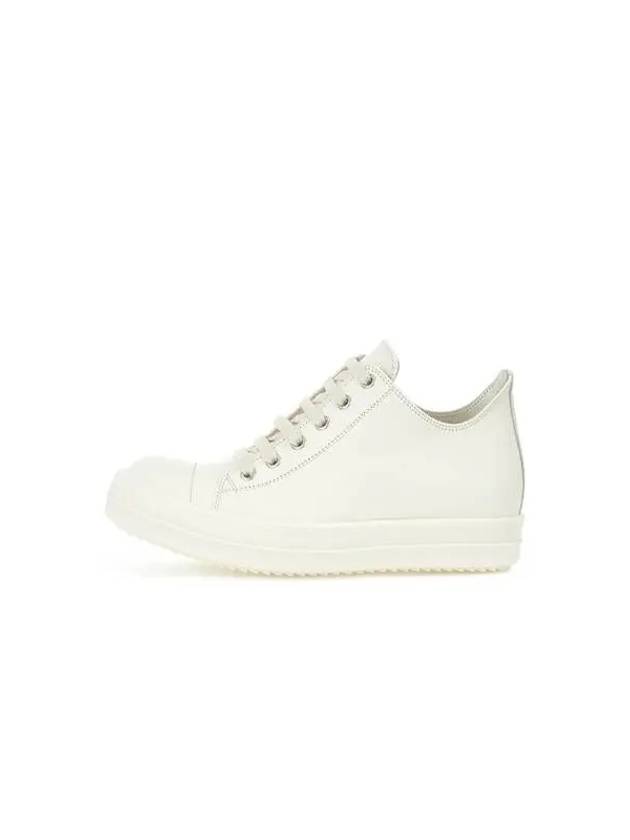 WOMEN Leather Low Top Sneakers Cream 270896 - RICK OWENS - BALAAN 1