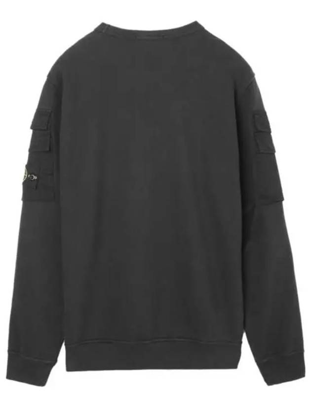 Garment Dyed Double Pocket Brushed Cotton Fleece Sweatshirt Black - STONE ISLAND - BALAAN 3