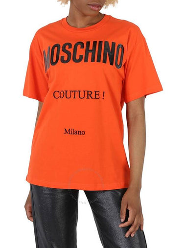 Moschino Orange Cotton Logo Print T-Shirt, Size XX-Small - MOSCHINO - BALAAN 1