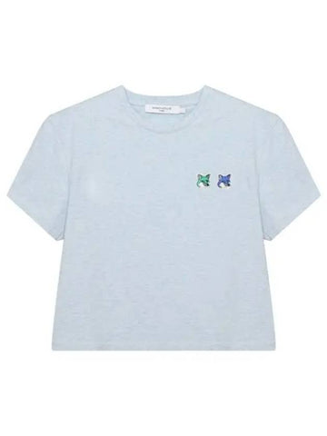 Double Foxhead Patch Crop T Shirt - MAISON KITSUNE - BALAAN 1