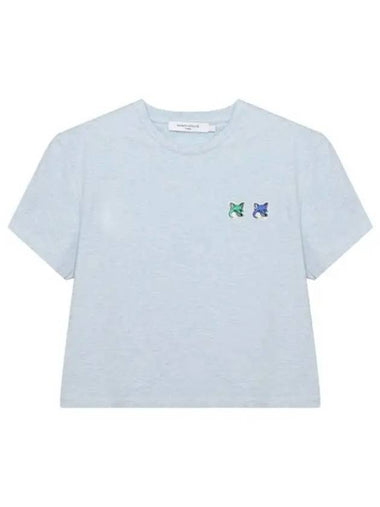 Double Foxhead Patch Crop T Shirt - MAISON KITSUNE - BALAAN 1