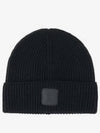 Extra Fine Merino Wool Logo Beanie Black - CP COMPANY - BALAAN 2