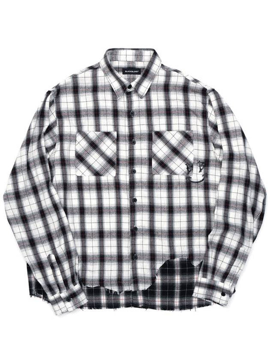 Classic Smile Logo Layered Check Shirt White - BLACKBLOND - BALAAN 2