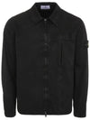 Organic Cotton Shirt Zip Up Jacket Black - STONE ISLAND - BALAAN 3