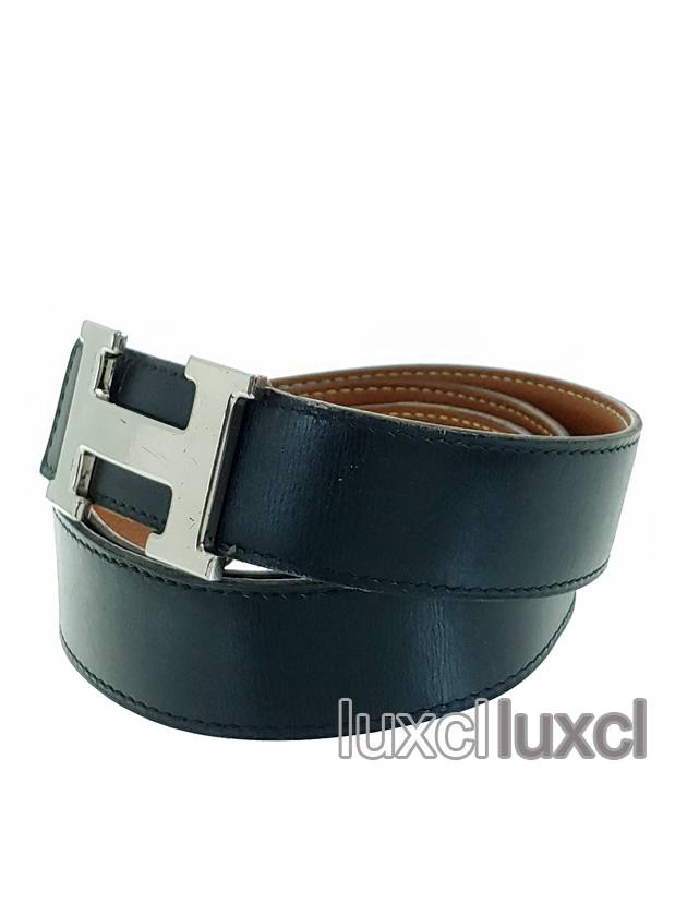 Vintage H reversible leather belt - HERMES - BALAAN 3