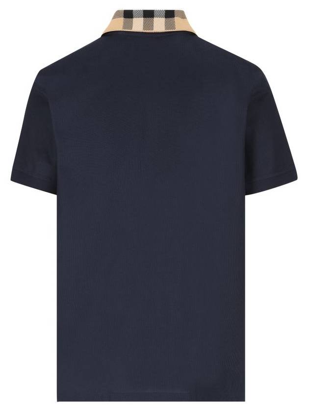 Check Collar Cotton Polo Shirt Navy - BURBERRY - BALAAN 3