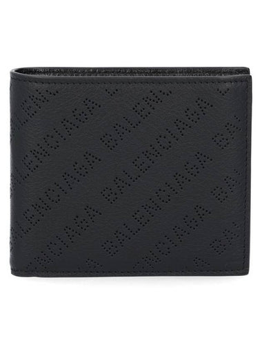 Logo Perforated Half Wallet Black - BALENCIAGA - BALAAN 1