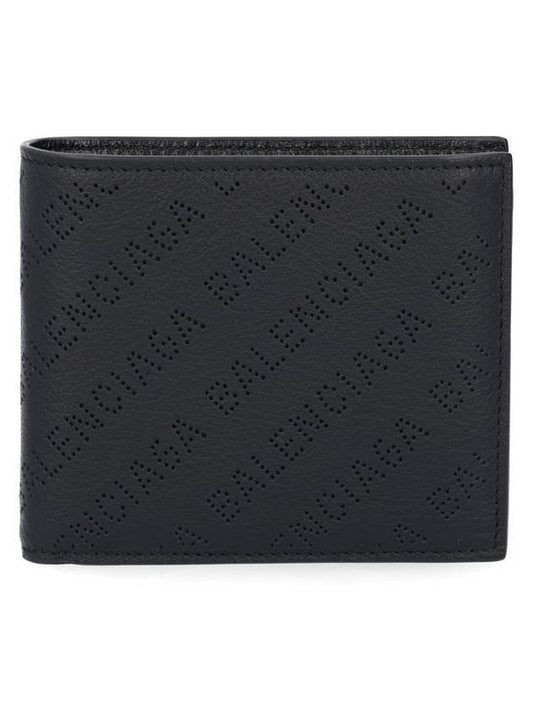 Logo Perforated Square Bicycle Wallet Black - BALENCIAGA - BALAAN.