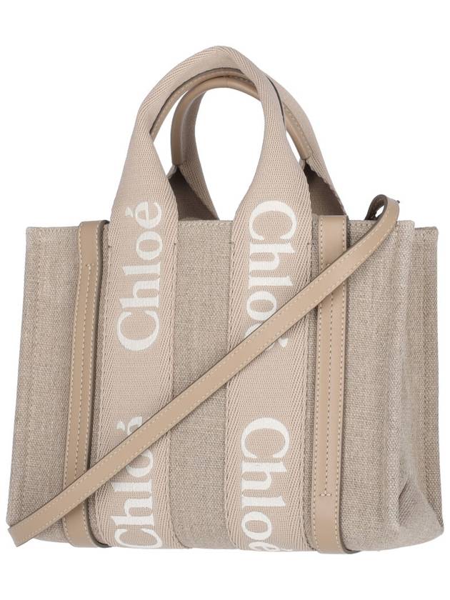 Woody Small Tote Bag Beige Linen - CHLOE - BALAAN 3