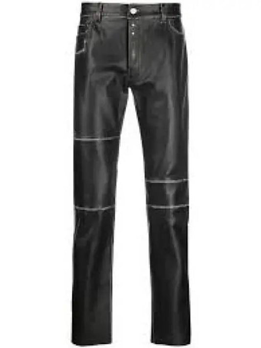 Panel Knee Leather Trouser Straight Pants Black - MAISON MARGIELA - BALAAN 1