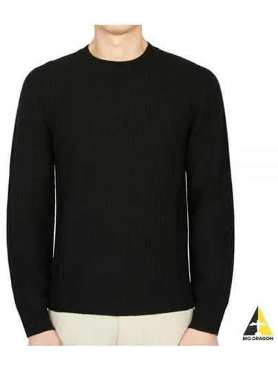 Men's Crew Neck Wool Knit Top Black - THEORY - BALAAN 2