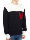 V Logo Bicolor Knit Top White Black - VALENTINO - BALAAN 4