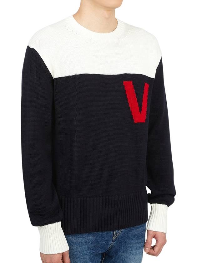 V logo bicolor knit top - VALENTINO - BALAAN 4