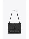 Monogram Niki Vintage Leather Medium Shoulder Bag Black - SAINT LAURENT - BALAAN 2