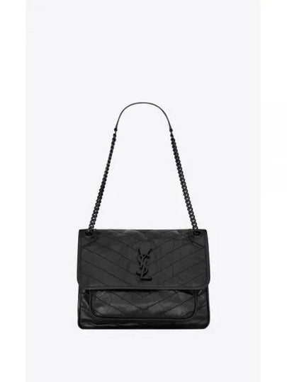 Monogram Niki Vintage Leather Medium Shoulder Bag Black - SAINT LAURENT - BALAAN 2