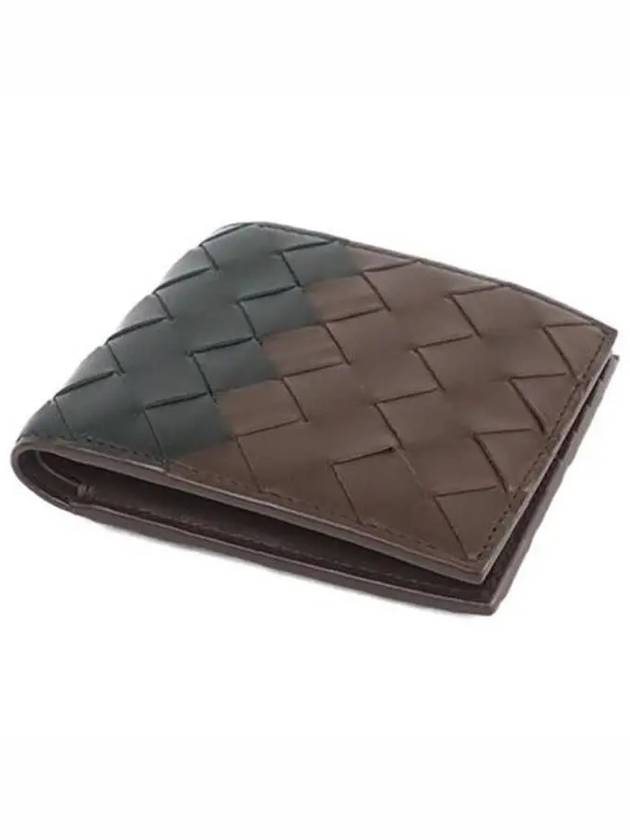 Intrecciato Leather Half Wallet Dark Green Brown - BOTTEGA VENETA - BALAAN 3