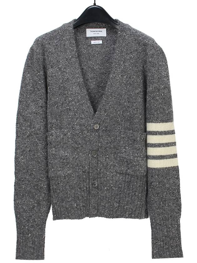 Men's Diagonal Mohair Tweed Cardigan Grey - THOM BROWNE - BALAAN 2