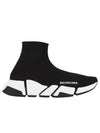 Women's Speed 2.0 Trainer Black Knit White Sole High Top Sneakers Black - BALENCIAGA - BALAAN 3