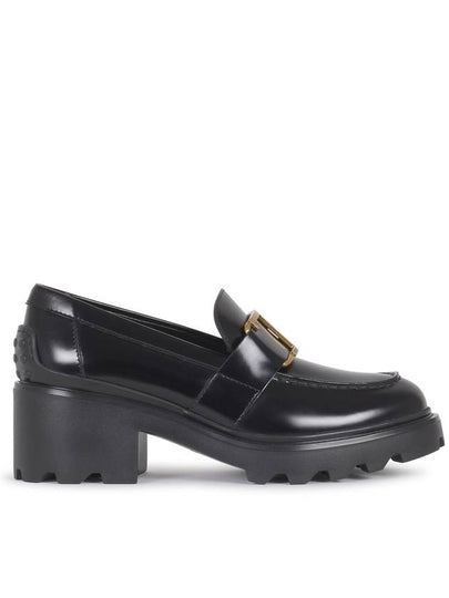 T Logo Leather Loafer Heels Black - TOD'S - BALAAN 2