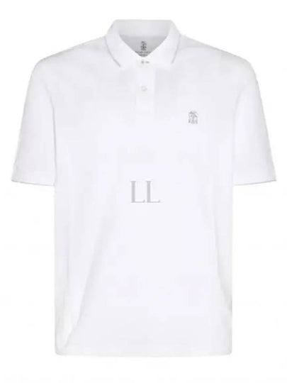 Embroidered Logo Short Sleeve Polo Shirt White - BRUNELLO CUCINELLI - BALAAN 2