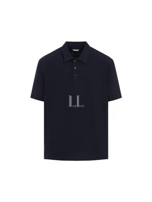 Embroidered Logo Polo Shirt Blue - BOTTEGA VENETA - BALAAN 2