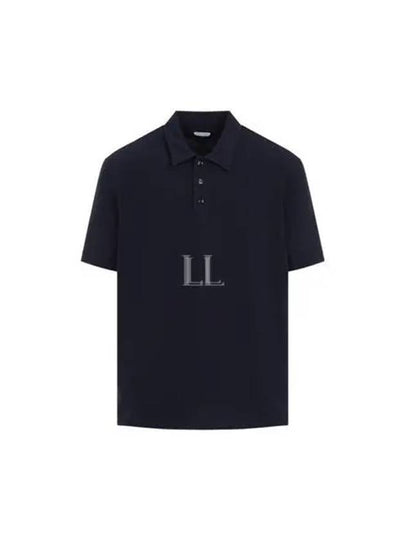 Embroidered Logo Polo Shirt Blue - BOTTEGA VENETA - BALAAN 2