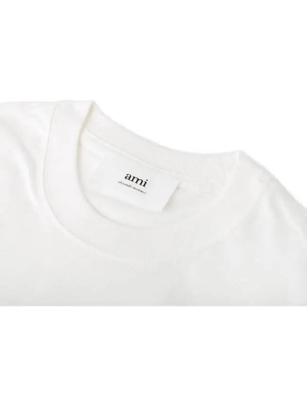 Heart Logo Cotton Jersey Short Sleeve T-Shirt White - AMI - BALAAN 4