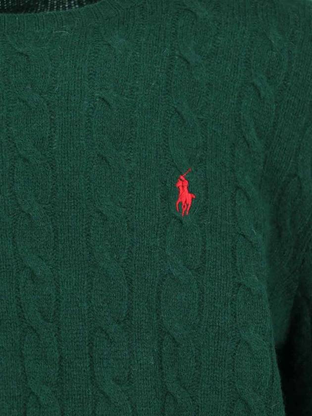 Embroidered Logo Cable Knit Top Green - POLO RALPH LAUREN - BALAAN 4