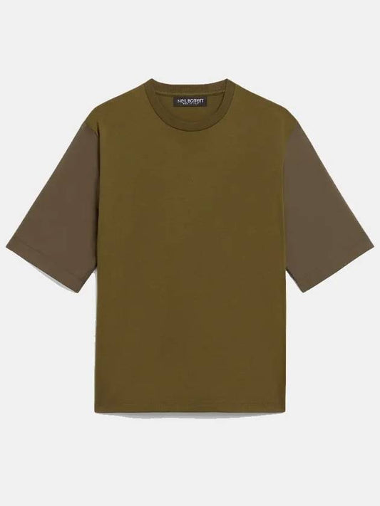 Men's Khaki Cotton T-Shirt BJT051CS 534S 3296 - NEIL BARRETT - BALAAN 2