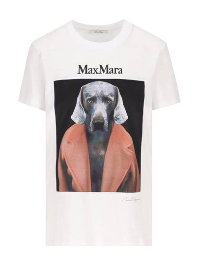 Graphic Print Crewneck Short Sleeve T-Shirt White - MAX MARA - BALAAN 2