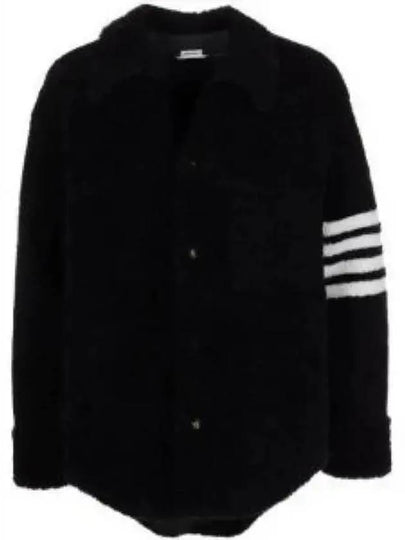 Men's 4 Bar Shearling Oversized Jacket Navy - THOM BROWNE - BALAAN 2