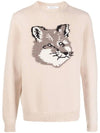 Men's Big Fox Head Classic Pullover Knit Top Beige - MAISON KITSUNE - BALAAN 2