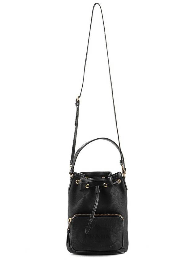 Logo Jacquard Lettering Bucket Bag Black - PRADA - BALAAN 6