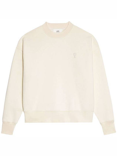 Tone On Tone Mini Logo Round Neck Sweatshirt Beige - AMI - BALAAN 2