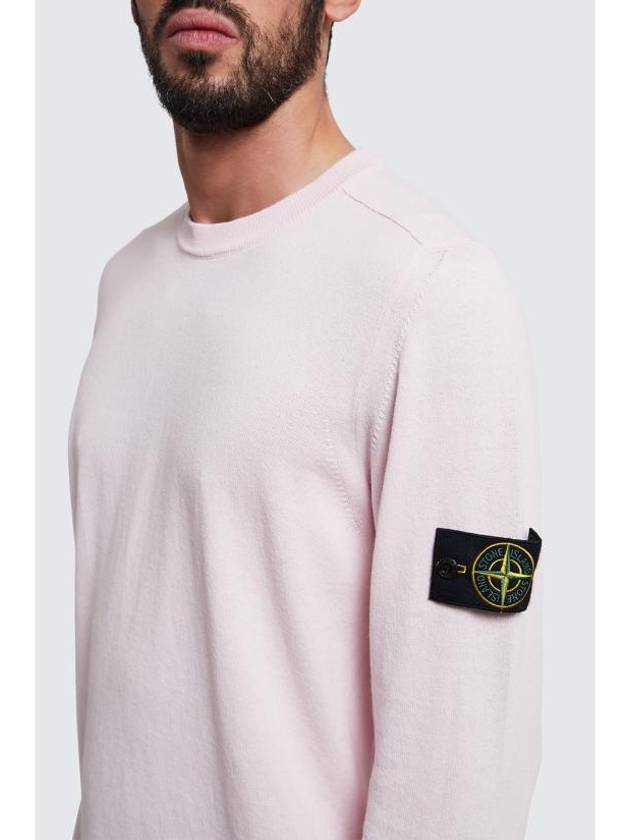 Raw Hand Cotton Crewneck Knit Top Pink - STONE ISLAND - BALAAN 5