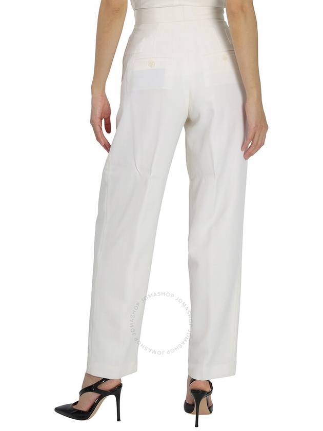 Women's Wool Pleated Straight Pants White - BURBERRY - BALAAN 4