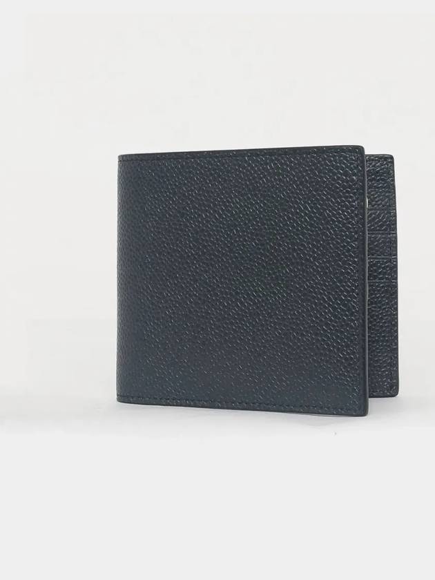 Classic Pebble Leather Half Wallet Navy - THOM BROWNE - BALAAN 4