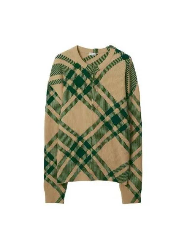 Check Pattern Intarsia Knit Cardigan Green - BURBERRY - BALAAN 2