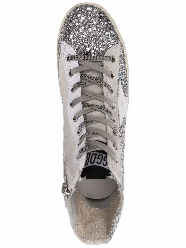 Francy Glitter Suede High Top Sneakers Silver - GOLDEN GOOSE - BALAAN 5