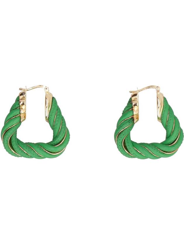 Twisted Triangle Hoop Earrings Green - BOTTEGA VENETA - BALAAN 3