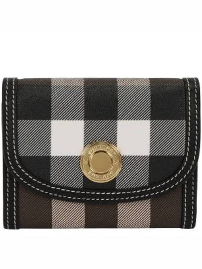 Check Print Leather Half Wallet Brown - BURBERRY - BALAAN 2