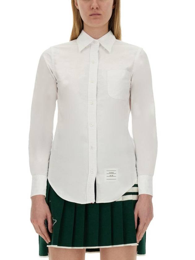 Button Down Cotton Oxford Long Sleeve Shirt White - THOM BROWNE - BALAAN 11