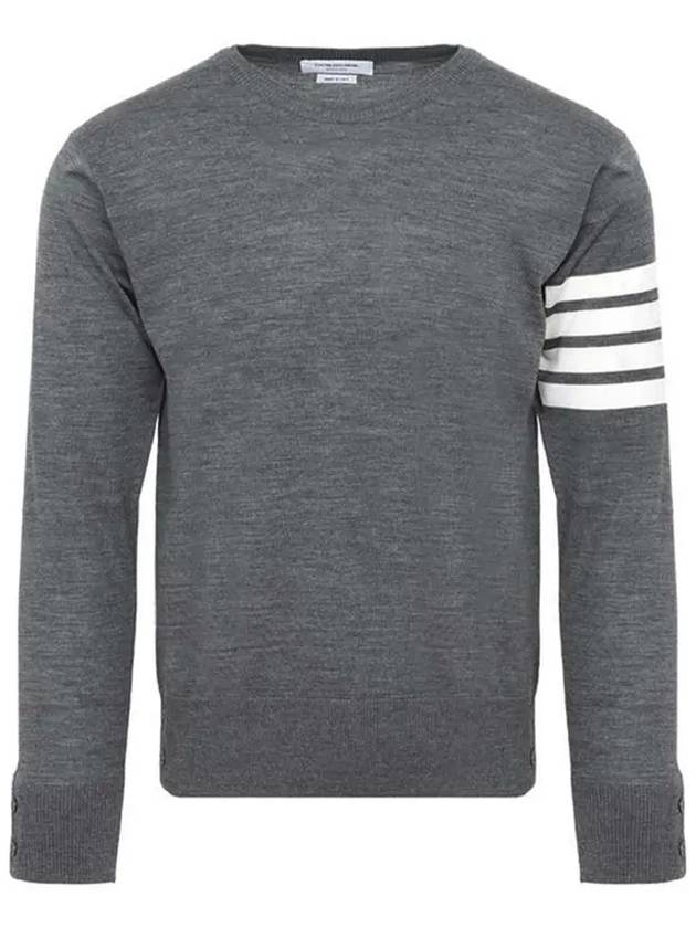 4 Bar Armband Classic Merino Wool Knit Top Medium Grey - THOM BROWNE - BALAAN 3