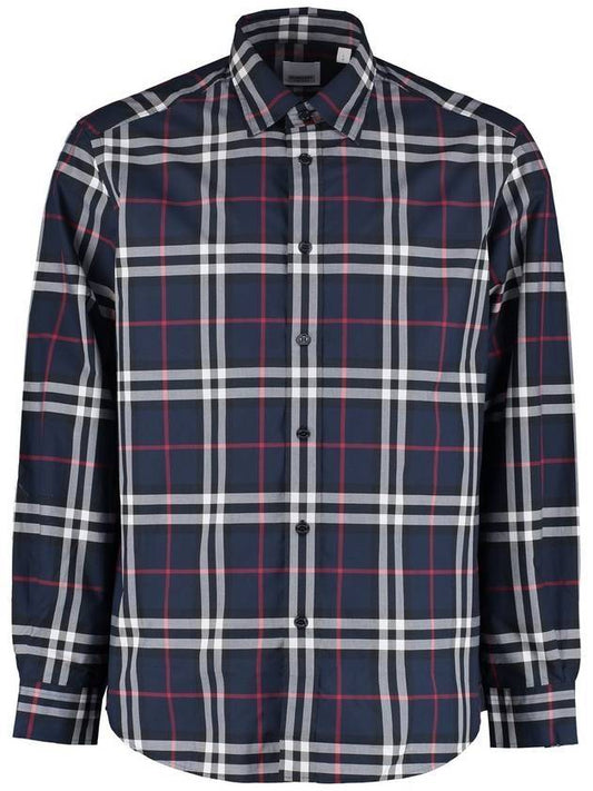 Men's Vintage Check Long Sleeve Shirt Navy - BURBERRY - BALAAN 1