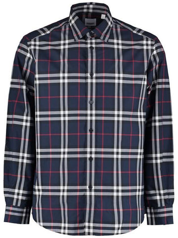 Men's Vintage Check Long Sleeve Shirt Navy - BURBERRY - BALAAN 1