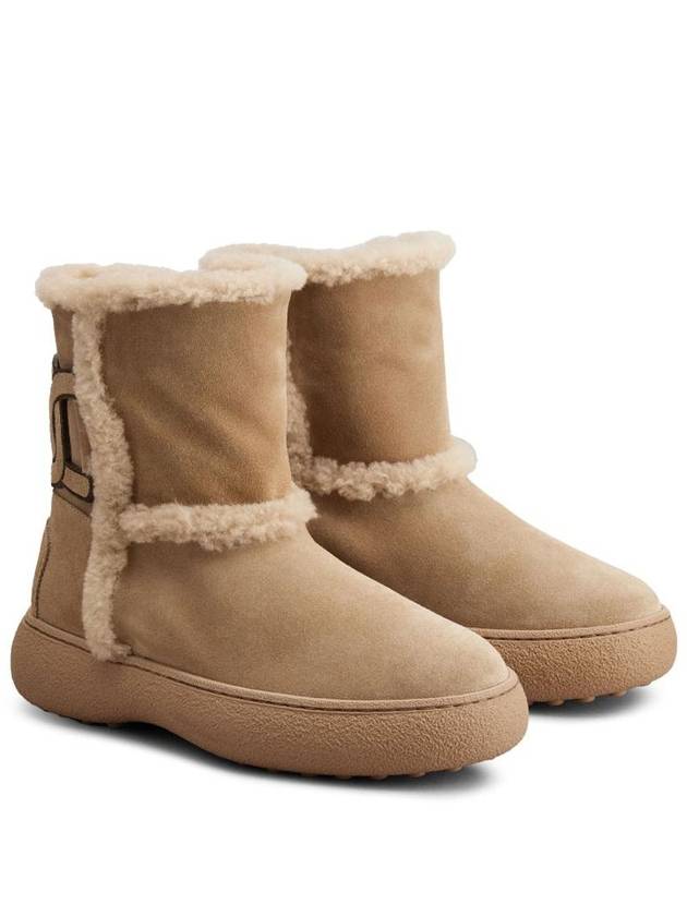 Women's Kate Shearling Suede Ankle Boots Beige - TOD'S - BALAAN 3